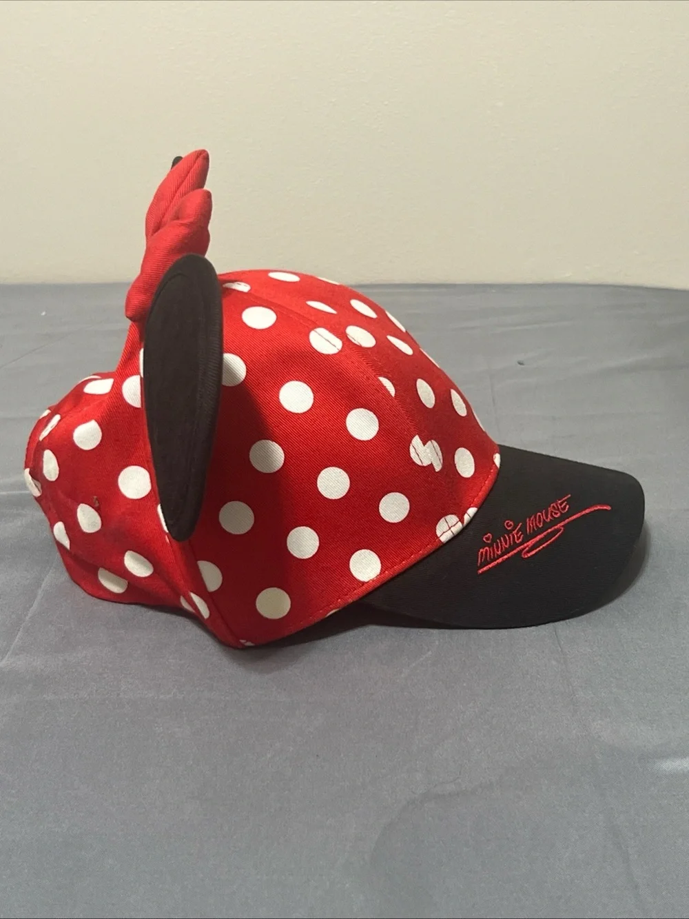 Walt Disney World Youth Minnie Mouse Hat Polka Dot with Ears and Bow Adj
